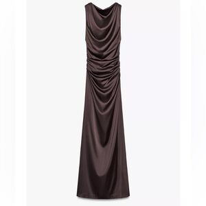 Satin Maxi Dress, chocolate- brown, XXL, NWT